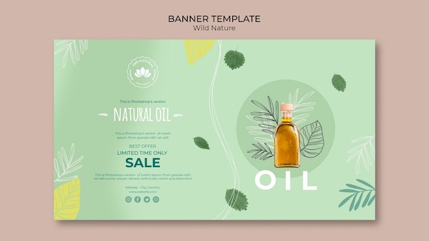 Plantilla de banner de oferta de aceite natural