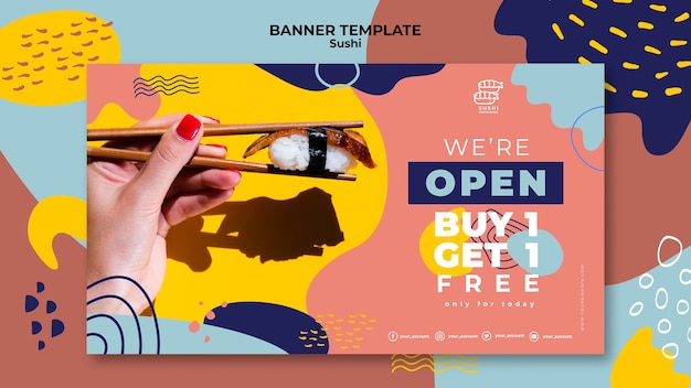 Plantilla de banner de oferta de restaurante de sushi