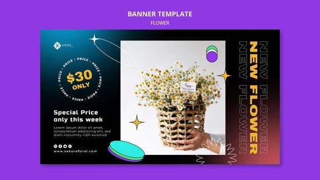 PSD gratuito plantilla de banner de oferta de tienda de flores