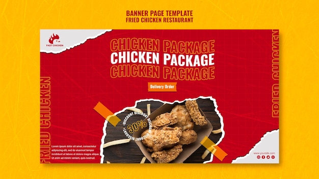 Plantilla de banner de paquete de pollo delicioso