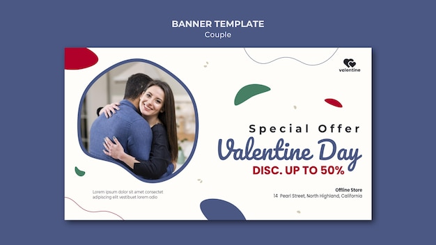 PSD gratuito plantilla de banner de pareja de san valentín