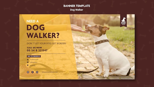 PSD gratuito plantilla de banner de paseador de perros