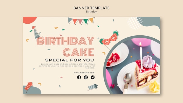 PSD gratuito plantilla de banner de pastel de cumpleaños