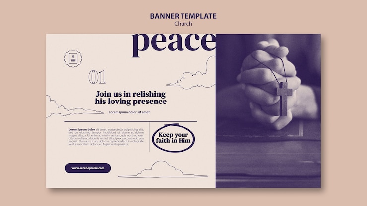 PSD gratuito plantilla de banner de paz de fe