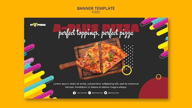 PSD gratuito plantilla de banner de pizza deliciosa de diseño plano