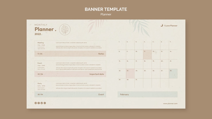 PSD gratuito plantilla de banner de planificador de actividades mínimas