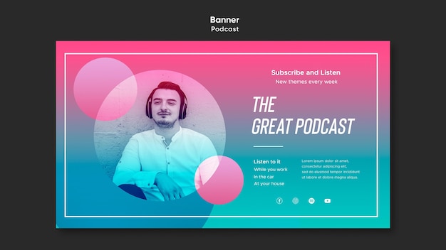 PSD gratuito plantilla de banner de podcast de radio