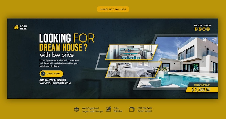 PSD gratuito plantilla de banner de portada de facebook de propiedad de casa inmobiliaria