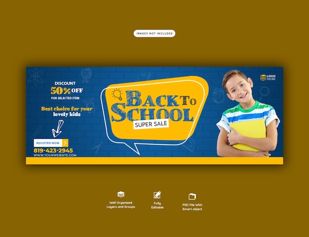 PSD gratuito plantilla de banner de portada de facebook de regreso a la escuela