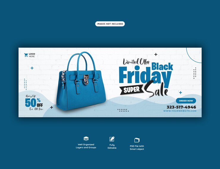 PSD gratuito plantilla de banner de portada de facebook de super rebajas de black friday