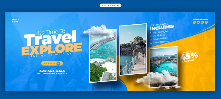 PSD gratuito plantilla de banner de portada de facebook para viajes y turismo