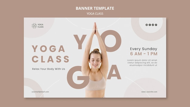 PSD gratuito plantilla de banner de práctica de clase de yoga