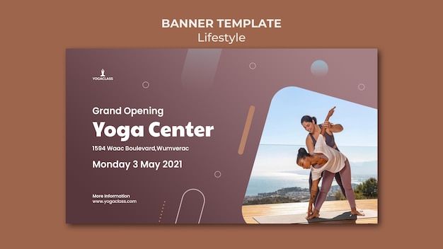 PSD gratuito plantilla de banner para práctica y ejercicio de yoga