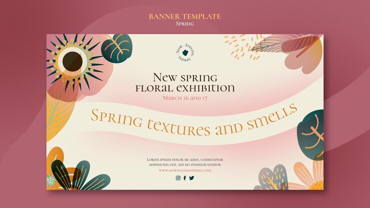 PSD gratuito plantilla de banner de primavera degradado