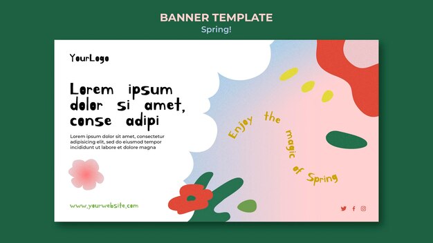 Plantilla de banner de primavera dibujado