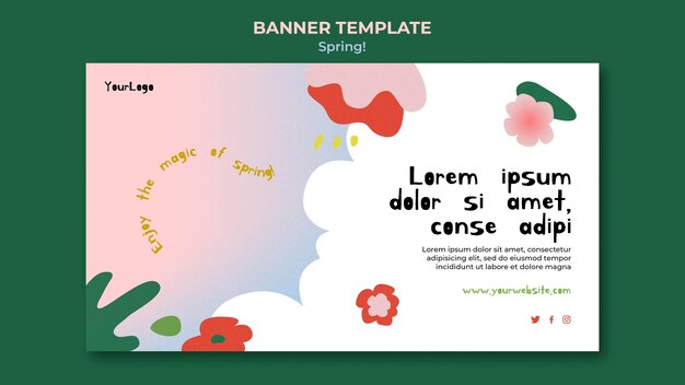 Plantilla de banner de primavera dibujado