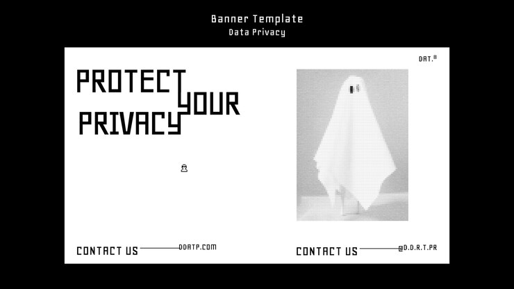 PSD gratuito plantilla de banner de privacidad de datos de diseño plano