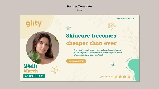 Plantilla de banner de productos para el cuidado de la piel