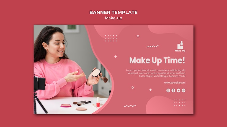 PSD gratuito plantilla de banner de productos de maquillaje
