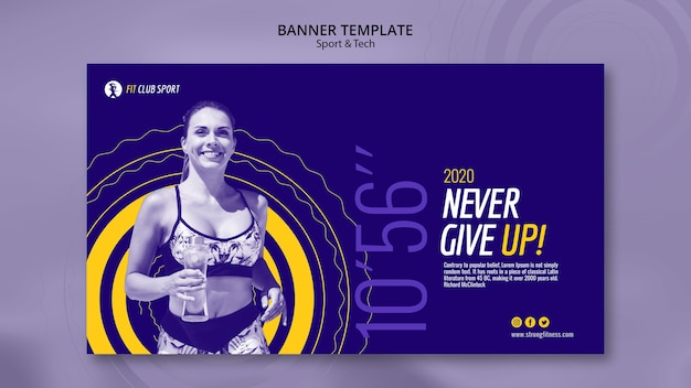 Plantilla de banner con promo de mujer en forma