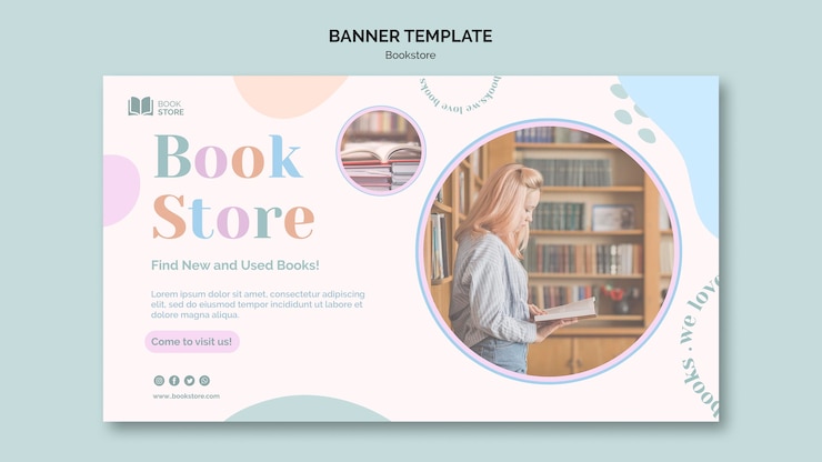 PSD gratuito plantilla de banner de promoción de librería