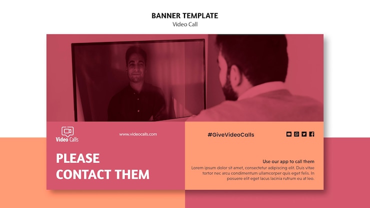 PSD gratuito plantilla de banner de promoción de videollamada