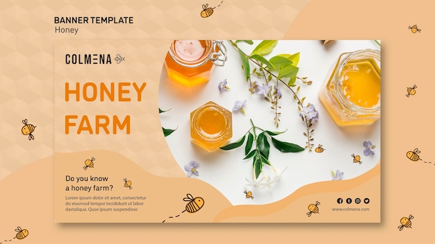 Plantilla de banner promocional Honey shop