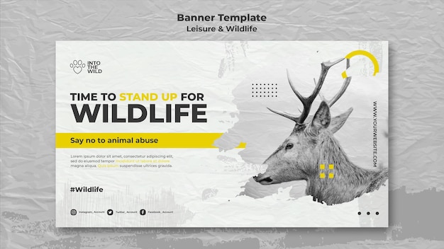 Plantilla de banner para la protección de la vida silvestre y el medio ambiente.