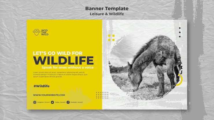 PSD gratuito plantilla de banner para la protección de la vida silvestre y el medio ambiente.