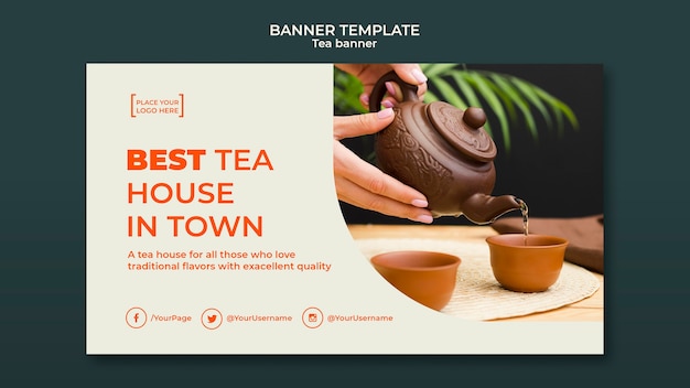 Plantilla de banner publicitario de la casa de té