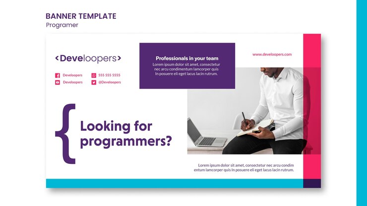 PSD gratuito plantilla de banner publicitario de programador
