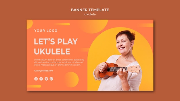 PSD gratuito plantilla de banner publicitario de ukelele