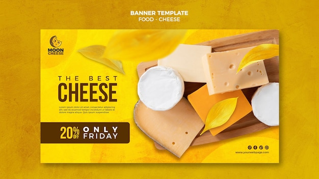 Plantilla de banner de queso delicioso