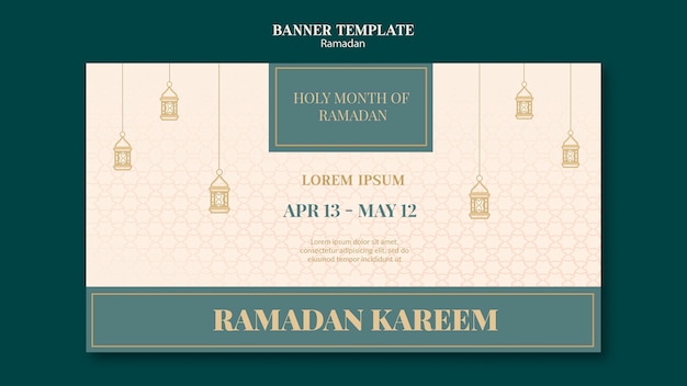 Plantilla de banner de ramadán con elementos dibujados