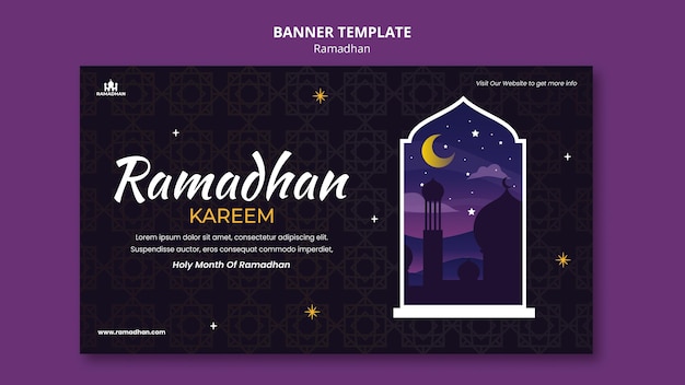 PSD gratuito plantilla de banner de ramadán ilustrada