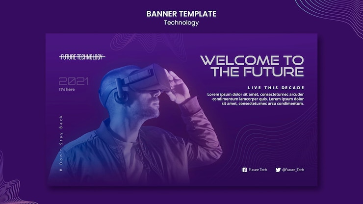 PSD gratuito plantilla de banner de realidad virtual