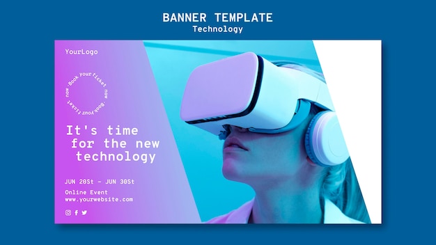 PSD gratuito plantilla de banner de realidad virtual