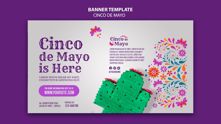 PSD gratuito plantilla de banner realista de cinco de mayo