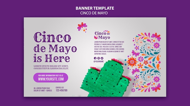 Plantilla de banner realista de cinco de mayo