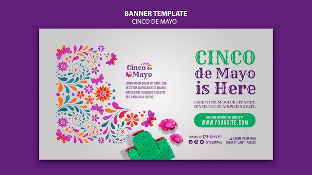 Plantilla de banner realista de cinco de mayo
