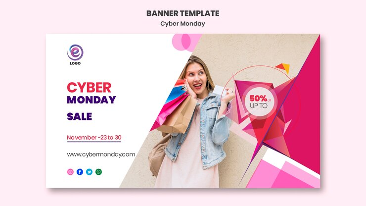 PSD gratuito plantilla de banner realista de lunes cibernético