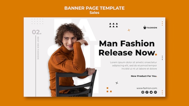 Plantilla de banner de rebajas de moda hombre