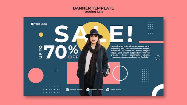 PSD gratuito plantilla de banner de rebajas de moda