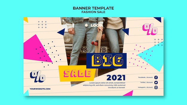 PSD gratuito plantilla de banner de rebajas de moda