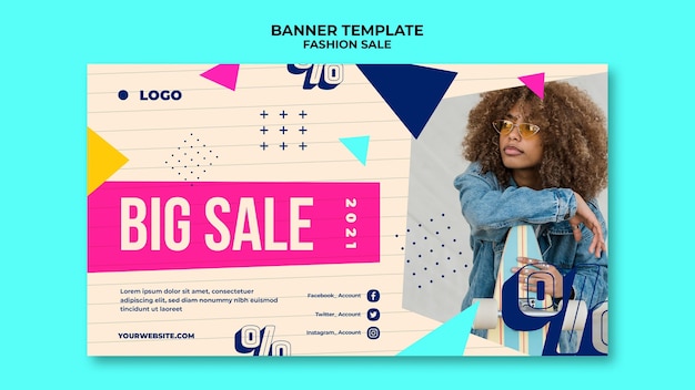 PSD gratuito plantilla de banner de rebajas de moda