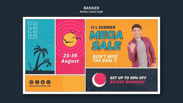 Plantilla de banner de rebajas de verano