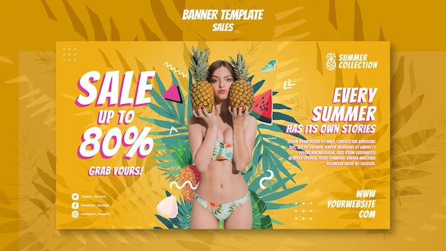 Plantilla de banner de rebajas de verano