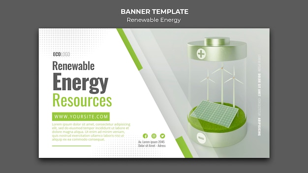 Plantilla de banner de recursos de energía renovable