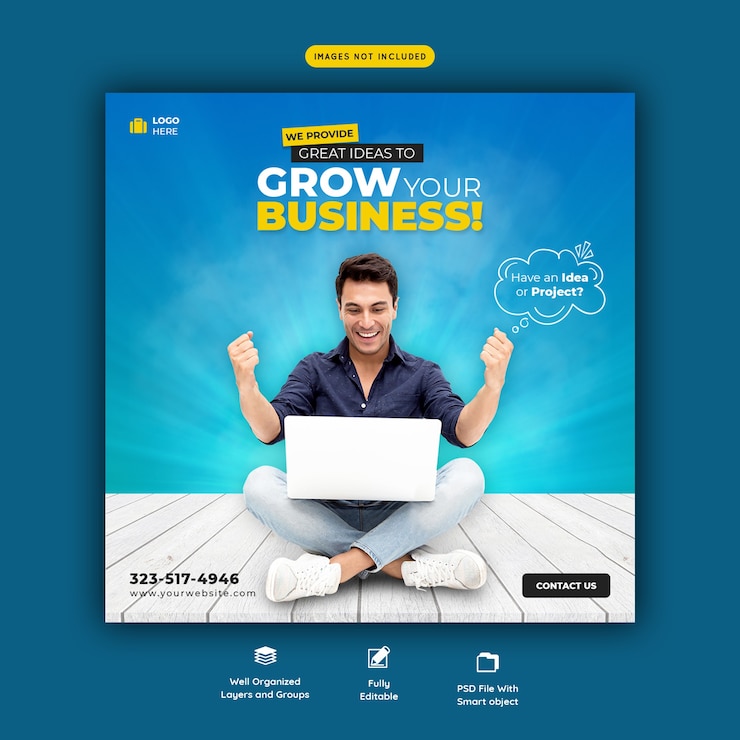 PSD gratuito plantilla de banner de redes sociales corporativas y promoción empresarial