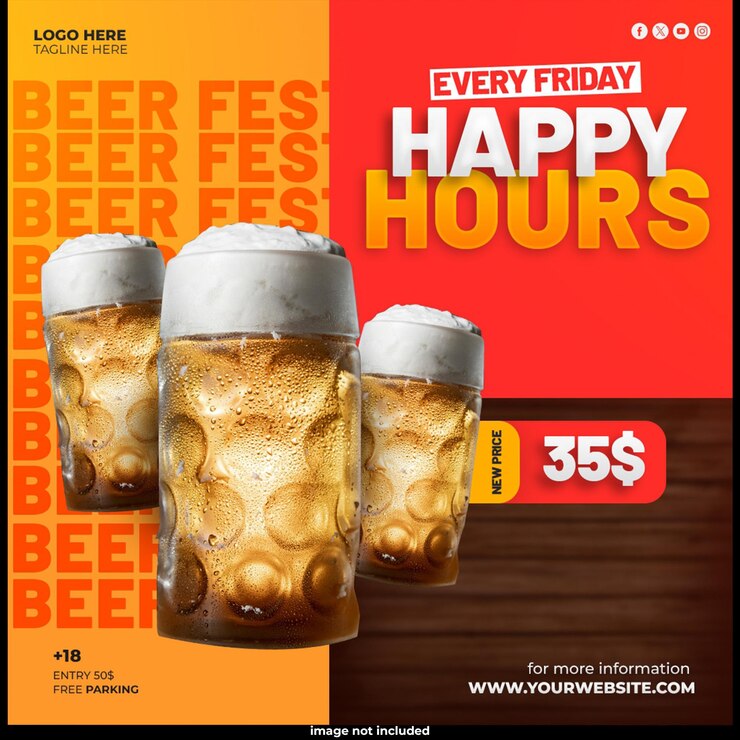 PSD gratuito plantilla de banner para redes sociales de flyer para fiesta de la cerveza